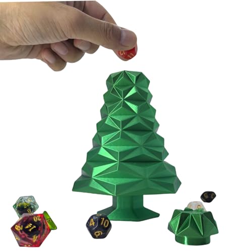 Christmas Tree Green Tree Dice Tower Dungeons and Dragons RPG abletop Roleplaying Game Jail D&D (Random 7PCS D20 Dice Set Included) Green