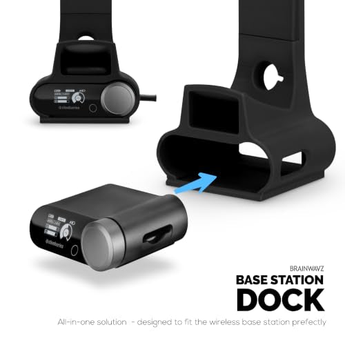 BRAINWAVZ Headphone & Game Controller Stand Designed for Steelseries Arctis Nova Pro, Elite and Pro Omni Wireless Headsets with Dock for the Wireless Base Station - Black (HP03) - color: HPS03