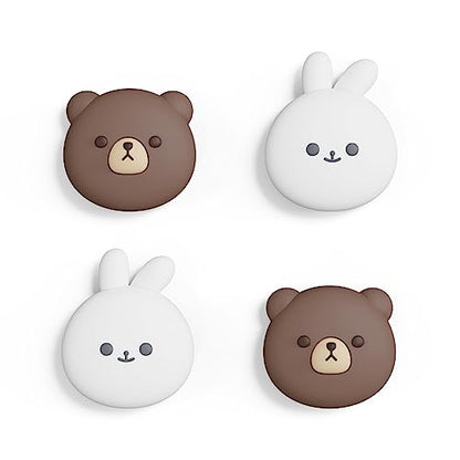 PlayVital Cute Thumb Grip Caps for ps5, Edge, ps4 Controller, Silicone Analog Stick Cover for Xbox Series X/S, Elite Series 2, Thumbstick Caps for Switch 2 Pro Controller - Chubby Bear & Smiley Bunny - color: Chubby Bear & Smiley Bunny