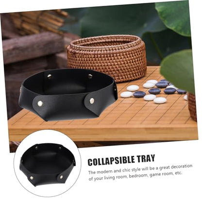 Portable Foldable PU Leather Dice Tray Thickened Desktop Storage Box Dice Holder for Tabletop RPG Games and Board Games Non-deformable Design Elegant Black Organizer for Home and