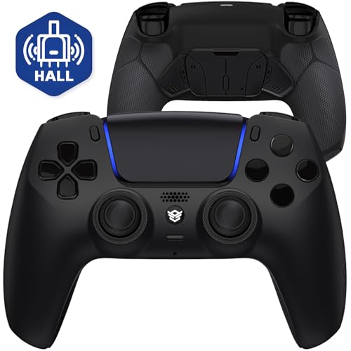 HEXGAMING RIVAL PRO Wireless Controller Compatible with ps5, Black | Hall Effect Joysticks, Mouse-Click Triggers & Bumpers, 4 Remappable Buttons, 8 Swappable Sticks, FPS Gaming - color: Black