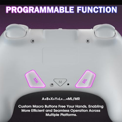 Saitake Wireless Switch Controller for Nintendo Switch/Switch 2/Lite/OLED/PC,Gamepad Supports Dual Vibration/6-Axis Gyroscope/Programmable/Turbo,Ergonomically Designed Precise Joystick (White) - color: White