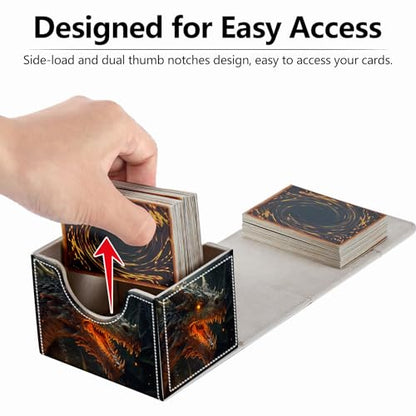 Strong Magnet Card Case Deck Box Mtg Card Box Playing Card Box Magic Deck Box Tcg Up to 200 Cards Creative Pattern Trading Card Storage Box for Collectible Card Games, Fire Dragon Roar - color: Fire Dragon Roar