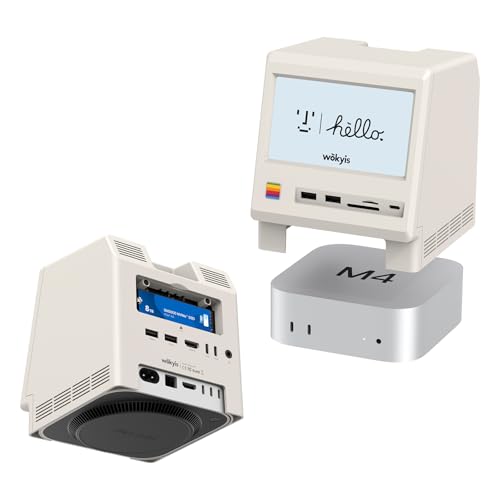 M5 Retro Dock Station for Mac mini M4, 5’inch HD Display, 10Gbps M.2 NVMe SSD Enclosure, SD/Micro SD Reader 4.0, 4*USB-A 1*USB-C 10Gbps, 3.5mm Earphone Jack, - style: 10Gbps