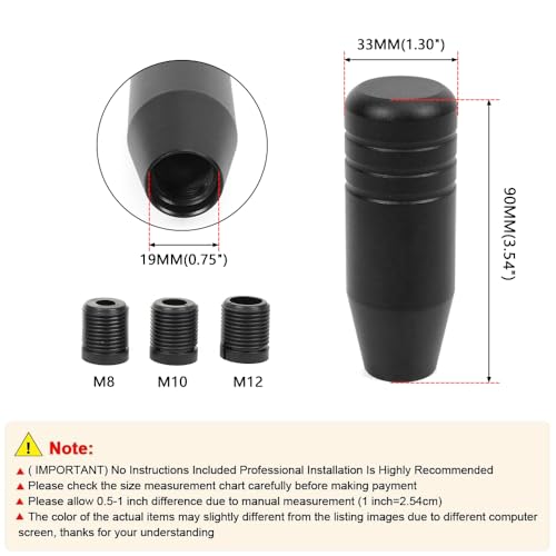 Universal 3.5inch Aluminum Alloy Shift Knob, Heavy Duty Car Gear Lever Stick Shifter Handle fit Most Automatic Manual Vehicle Black - color: Black, size: 9cm
