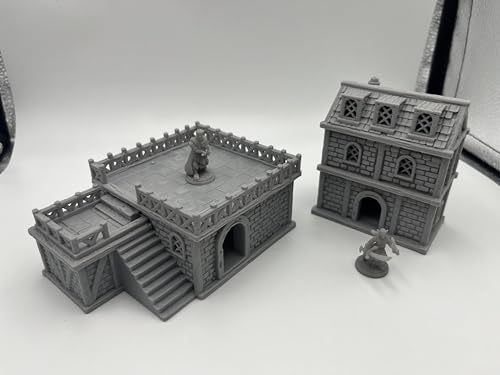 Middle-Ages Buildings Terrain Scenery for 18mm and 28mm Miniature Tabletop Wargames, 3D Printed and Paintable (28mm Scale)