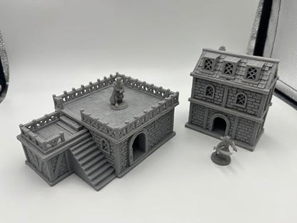 Middle-Ages Buildings Terrain Scenery for 18mm and 28mm Miniature Tabletop Wargames, 3D Printed and Paintable (28mm Scale)