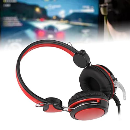 Gaming Headset with Noise Cancelling Features Ergonomic Wired Game Headphone for PC and Skype 40mm Drivers (Red) - color: Red