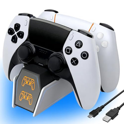 Clearance PS5 Controller Charger with Fast Charging AC Adapter, Charging Station Stand for PlayStation 5 DualSense and DualSense Edge, Dual Docking Station for PS5 Accessories