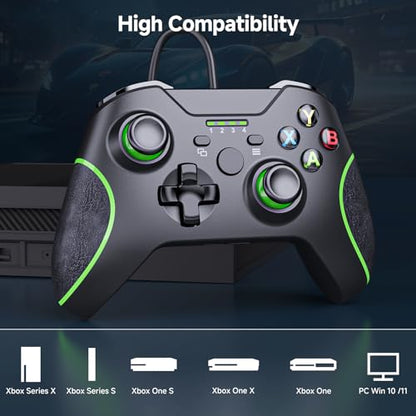 YAEYE Wired Controller for Xbox Series X|S, USB Gamepad with Dual Vibration, 3.5mm Audio Jack, Game Controller for Xbox One/One X|S Compatible with Windows 10/11 PC - Black
