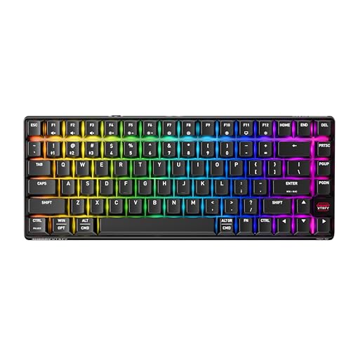 K33 Compact Wireless, 75% Mem-chanical Gaming Keyboard, Multi Device, Bluetooth, 2.4 GHz & Wired Mode, RGB-Lighting, IP54 Dust & Splash-Resistant (Black) - color: Black