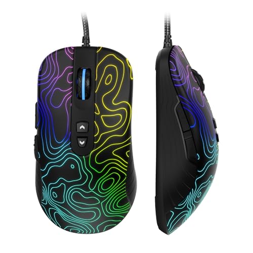 Womier Wired Gaming Mouse, 12800 DPI RGB Computer Mouse | Topographic with 7 Programmable Buttons&7 Backlit Modes,Software Supports DIY Black Gamer Mouse for Laptop Mac Windows,G706 - color: Y-Black