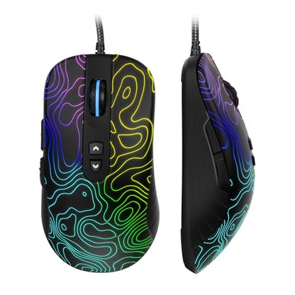 Womier Wired Gaming Mouse, 12800 DPI RGB Computer Mouse | Topographic with 7 Programmable Buttons&7 Backlit Modes,Software Supports DIY Black Gamer Mouse for Laptop Mac Windows,G706 - color: Y-Black