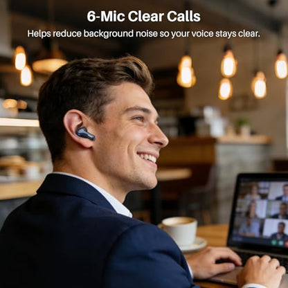 TOZO Hybrid Active Noise Cancelling Wireless Earbuds 6 Mics AI Clear Call | 68H Playtime LED Display 32 Preset EQs App Bluetooth 5.3 IPX8 Waterproof Ear Buds - color: Blue