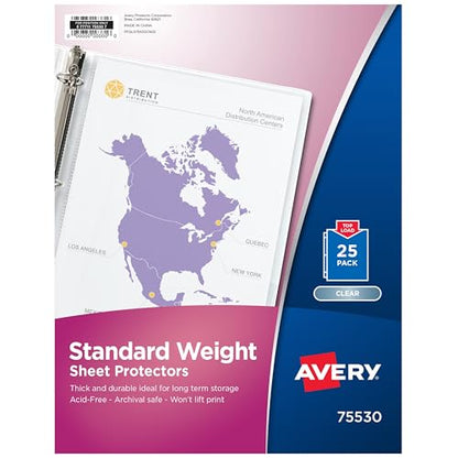 Avery Clear Standard Weight Sheet Protectors, 8.5" x 11", Top Load, 500 Total Page Protectors (75530) - color: Clear, style: 500 Pack