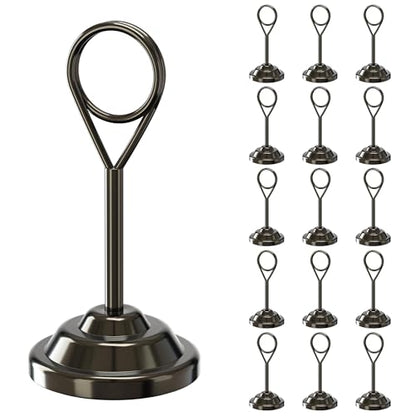 Urban Deco 16 Pieces Table Card Holder Place Card Holders 4 inches Steel Card Holders for Photos, Food Signs, Memo Notes, Weddings, Restaurants, Birthdays (Nickel Black Round) - color: Nickel Black Round
