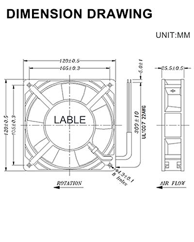 GDSTIME AXIAL 1225 Muffin 120V AC 120mm x 25mm High Speed Dual Ball Bearing | OFF/ON Switch, 110V 115V AC, 120x120x25mm, for DIY Cooling Ventilation Electronics Enclosures Cabinets Exhaust Projects - size: 120x120x25mm