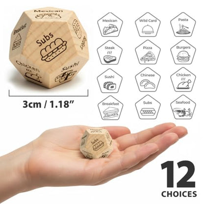 Food Dice, 12-Sided Dinner Decision Dice for Date Night Couples | Choose meals, restaurants or takeout with every roll; great gift for him, her, couples, birthdays & holidays. - style: Food Dice