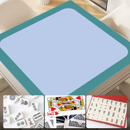 32.5 Inch Mahjong Mat for Table, 3MM Non-Slip & Noise Reduction Gaming Mat with Drawstring Bag, Perfect for Poker, Board Games, Card Games, Tile Games, and Dominoes (Dark Cyan-Pale Blue) - color: Dark Cyan-pale Blue