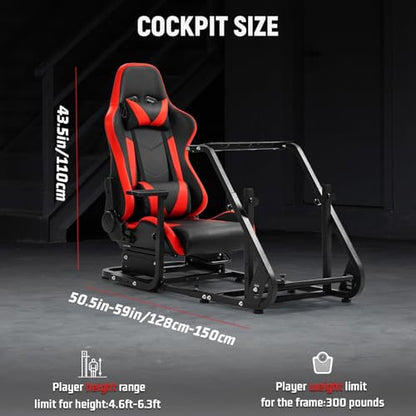 Dardoo G920 Racing Simulator Cockpit with Red Seat for Direct Drive steels | Fit for Logitech G923 G29, for Thrustmaster T150 T300 T248,Sim Racing Cockpit Not Included Wheel Pedals