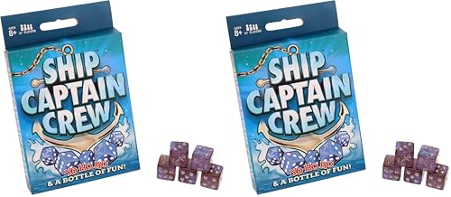 TDC Games Ship Captain Crew Dice Game, Great for Party Favors, Family and Travel Games, Dice Game for Adults (Pack of 2) - size: Small (Pack of 2)