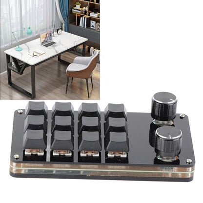 One Handed Programmable Mechanical Keyboard, USB Wired Plug and Play Customized Knobs for Desktop PC, Gaming Keypad for Win Vista Linux OS X (12 Keys with 2 Knobs) - size: 12 Keys with 2 Knobs, style: 12 Keys with 2 Knobs