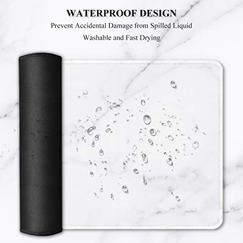 Auhoahsil Large Gaming Mouse Pad, Marble Theme XXL 35.4 x 15.7 in Desk Pad Stitched Non-Slip Rubber Long Computer Mousepad Thin Extended Full Size Desk Mat for Desktop, Laptop, Wireless Mice, White - color: 17 Modern Marble, size: 35.5L x 15.7W inches