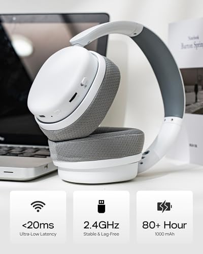 EPOMAKER X Aula G7 Pro Wireless Gaming Headset, Dual Mode BT5.3 & 2.4GHz | 7.1 Surround Sound, 80+ Hour Battery, RGB Light, with Noise Canceling Mic for PS5, PS4, Switch, PC (White) - color: White
