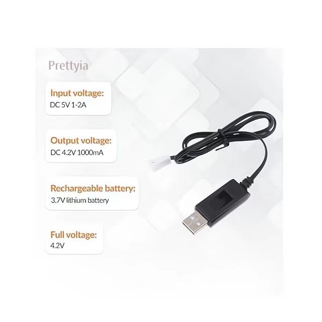 Gazechimp 3.7v Lithium Battery Charger | Replacement for Carrera Mario Remote Control RC Car Battery, USB Charging Cable Cord XH2.54mm 2P female connector