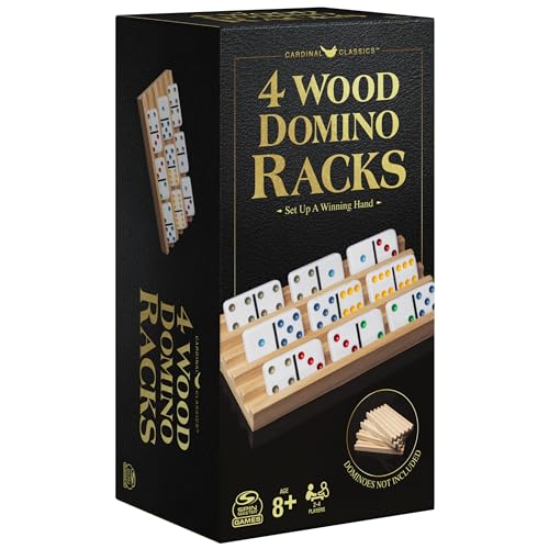 Spin Master Games Wooden Domino Racks Set of 4 Trays Classic Board Game - style: 4 Wooden Domino Rack