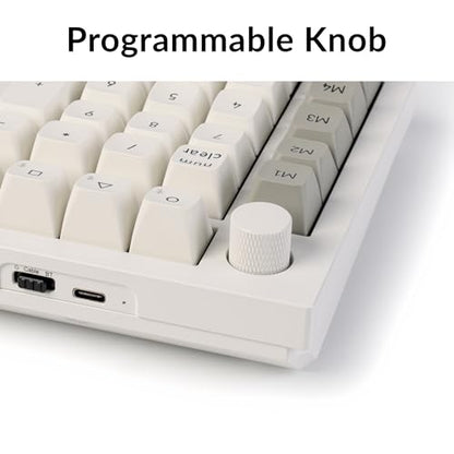 Keychron Q0 Max Wireless Custom Mechanical Numpad, 2.4 GHz/Bluetooth 5.1/Wired QMK Number Pad, RGB Hot-Swappable with Gateron Banana Switch for Laptop Mac Windows Linux - White - color: Gateron Jupiter Banana Switch-White