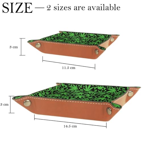 Green Leaves Skulls Dice Tray PU Leather Dice Rolling Tray Folding Dice Holder for Dice Games, Like RPG, DND and Other Table Games - color: Multi 10