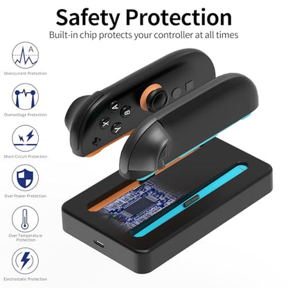 Charging Dock for Nintendo Switch 2 Joycon Charger, Controller Charging Station with LED Indicator, Dual Joy Con Charger Stand with Thumb Grips Joystick Caps, Black Gaming Accessories
