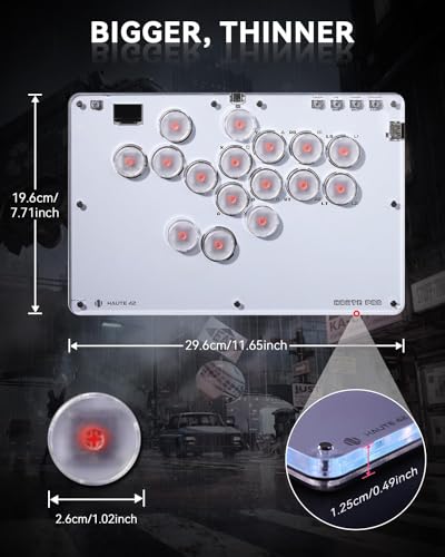 Sehawei Haute42 Arcade Stick 16Keys All-Button Gamerfinger with Turbo Functions & Custom RGB,Arcade Controller Street Fight for PC/Ps3/Ps4/Switch/Steam Game Keyboard-Supports Hot Swap & SOCD - color: T16 White