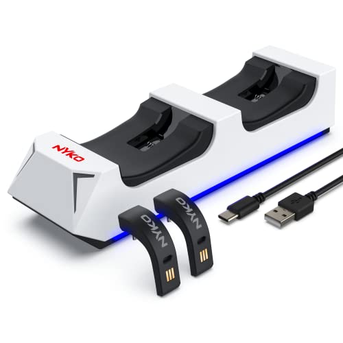 Nyko Dualsense Charging Station for PlayStation 5 - Drop and Charge Base for 2 PS5 Controllers w/LED Indicators and Extra USB Port - PlayStation 5 DualSense Controller Charge Stand - PS5 Accessories