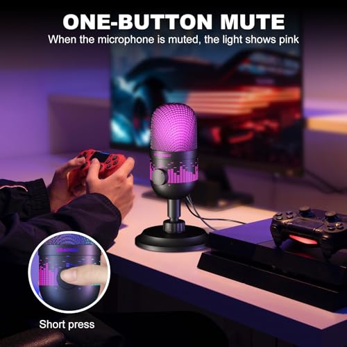 USB Gaming Microphone, Condenser Microphone for PC/MAC/PS4/PS5/Phone-Cardioid Mic with RGB Lighting - color: AK-1
