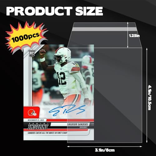 1000 Pcs Top Loader Sleeves Penny Sleeves for Top Loaders Rigid Toploader Card Holder Resealable Team Bags for 35-75PT Trading Card Trading Card Protectors for Semi Rigid Card Holders(3" x 4")