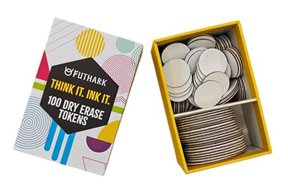 Dry Erase Reusable DND Tokens, MTG Counters, RPG DIY, 100 PCS, 2 Sizes | Reusable RPG Tokens, Combat Tracking, Initiative Conditions and Effects, Circle Markers for Tabletop Board Games