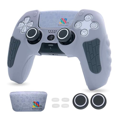 ECHZOVE PS5 Controller Cover Case – 30th Anniversary Limited Edition Protective Silicone Skin for PlayStation 5 Controller, Anti-Slip, Sweat-Resistant, Shockproof Grip Case (Light Grey) - color: light grey