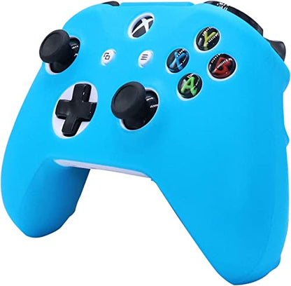 Blue Silicone Cover Skin for Xbox One S/X Controller Glow in The Dark Anti-Slip Soft Rubber Case Protector Accessories Set with 8 Glow in The Dark Thumb Grips Caps + 2 Cute Cat Paw Caps. - color: Glow Blue