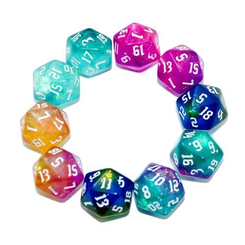 SmartDealsPro 10-Pack 20 Sided Dice D20 Polyhedral Dice for DND RPG MTG Table Game (Sparkly Glitter) - color: Sparkly Glitter