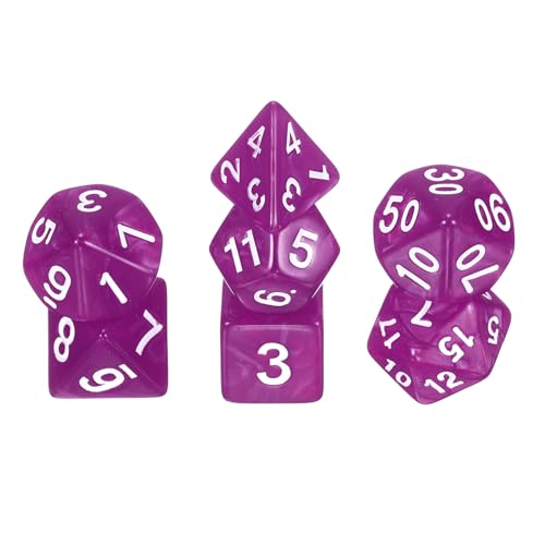uxcell Polyhedral Dice Set, 7 Pcs Acrylic Dice for Role Playing Table Games Tabletop Gaming Accessories, Pearl Pattern Rose Red - color: Pearl Pattern Rose Red