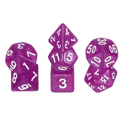 uxcell Polyhedral Dice Set, 7 Pcs Acrylic Dice for Role Playing Table Games Tabletop Gaming Accessories, Pearl Pattern Rose Red - color: Pearl Pattern Rose Red