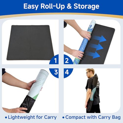 Mahjong Mat 32.3 Inch Non-Slip Waterproof Velvet Noise Reducing Table Mat | No crease, no odor; lightweight PU silicone base, printed game rules, carry bag; for tiles & cards, light blue - color: Light-blue