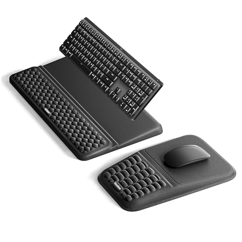 Vaydeer Keyboard Stand and Mouse Pad Set with Wrist Rest, Soft Memory Foam Wrist Support, Ergonomic Wrist Cushion for Desk, Relieves Carpal Tunnel Pain, Palm Hand Typing for Office, Home, Gaming - color: Black, style: No Storage Slot