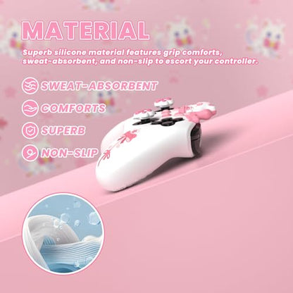 PlayVital Sweetheart Kitty Silicone Skin Compatible with Nintendo Switch Pro Controller Kawaii Anti-Slip Cover, Switch Pro Controller Joystick Grips & Protective Silicone Case - White - color: White