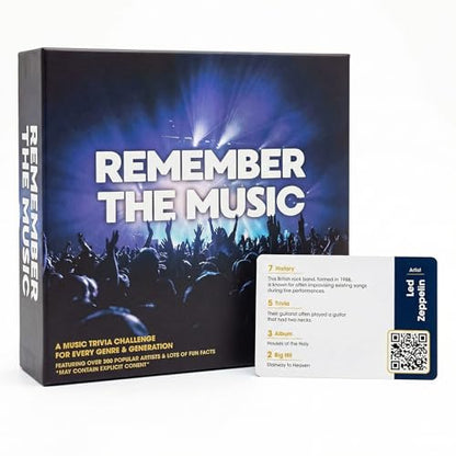REMEMBER THE MUSIC - Music Trivia Party Board Game with 350 Artist & Song Cards, Spotify QR Audio Clues for Adults & Family, 2-6 Players