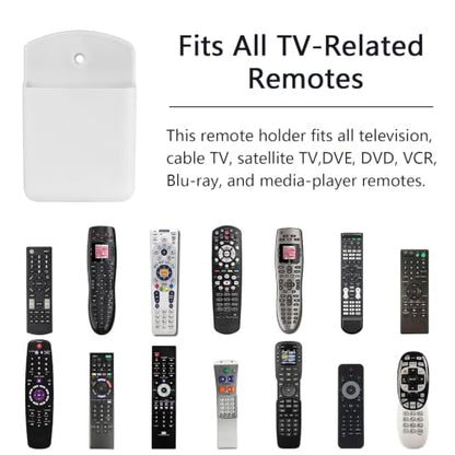 2 Pcs Remote Control Holder Wall Mount, TV Controller Holder, Self Adhesive Remote Holder, Wall Pen Holder Storage Accessories for Home Office School (White) - color: White&2Pcs