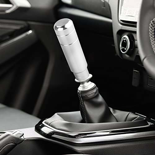 BARTOO Aluminum Weighted Manual Shift knobs, Long Stick Shift Knob Gear Shifter Knobs, Car Accessories Lever Cover Head Universal Shifter Knobs with 3 Threaded Adapters (Silver) - color: Silver