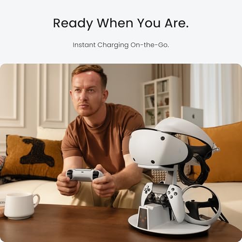 KIWI design D2 3-in-1 Controller Charging Station for PSVR2 and PS5 | VR Display Stand, LED-Charging Indicator